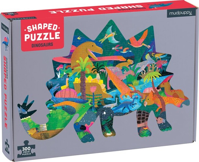Mudpuppy - Dinosaur Shaped Puzzle - Puslespil - 300 Brikker