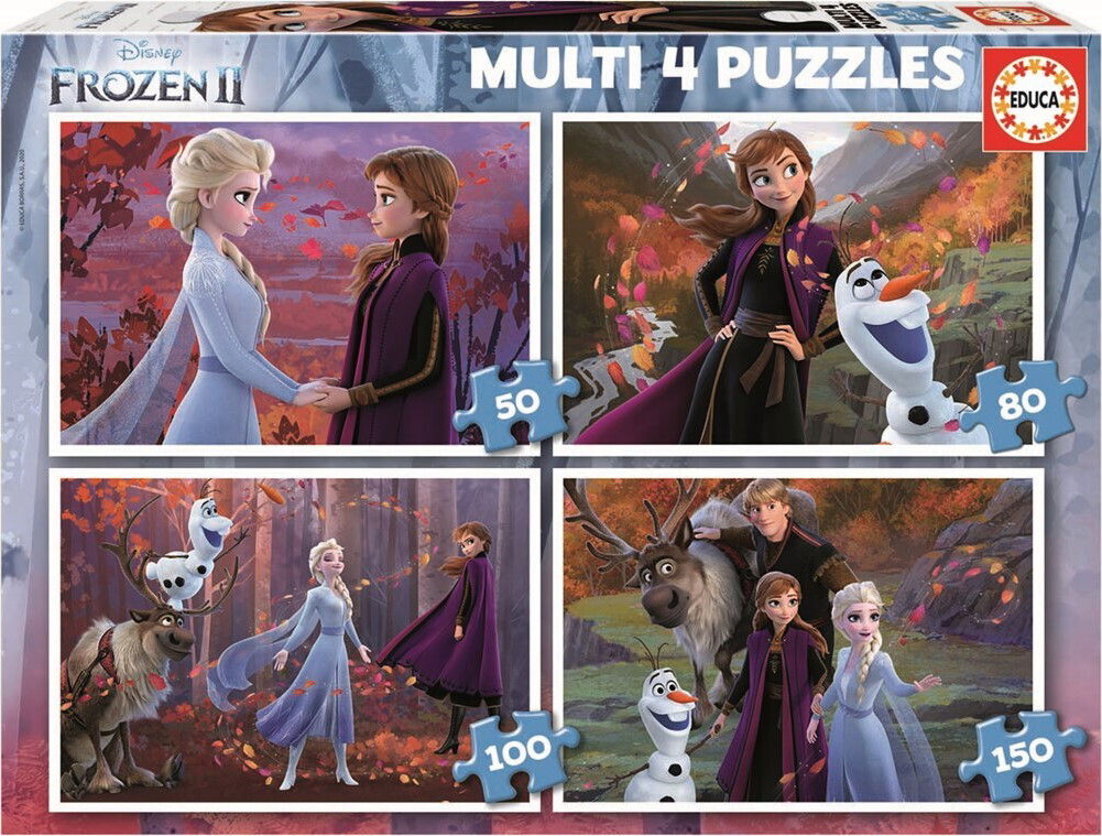 Educa - Frozen Ii Multi 4 Puzzles - 50+80+100+150 - Puslespil