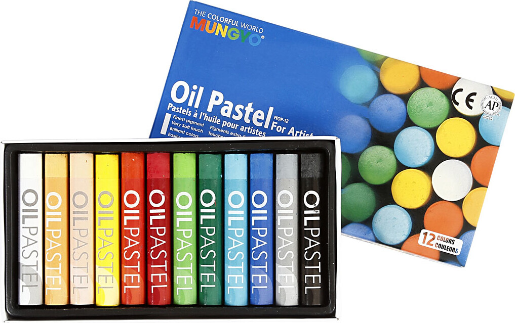 Mungyo Oliepastel - L 7 Cm - Tykkelse 11 Mm - Assorterede Farver - 12 Stk.