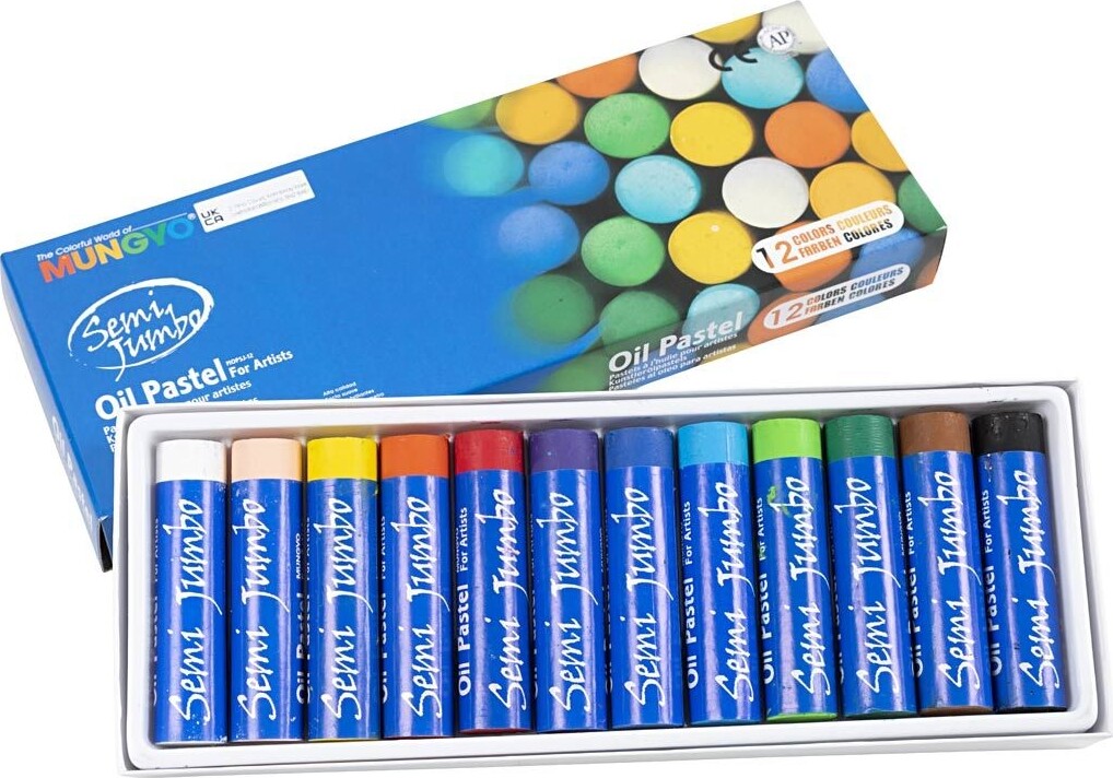 Mungyo - Semi Jumbo Oil Pastel - Oliekridt - Flere Farver - 12 Stk.