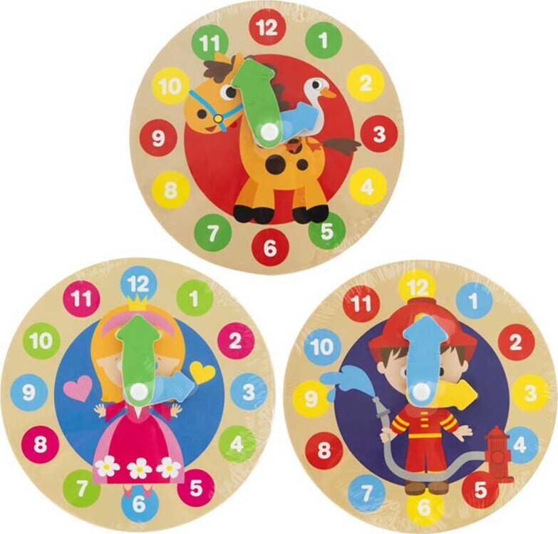 Lær Klokken Urskive I Træ - 14 Cm - Grafix - Assorteret