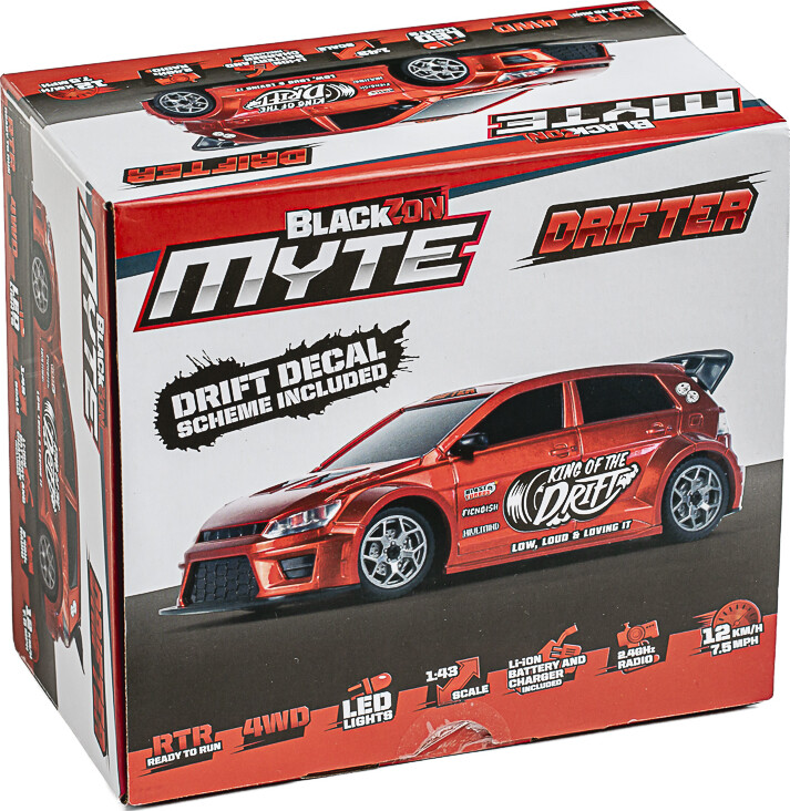 Blackzon - Myte D Drift R/c Car - Samlet - Rød - 1:43 - 548100