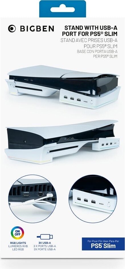 Nacon Horizontal Hub Station Rgb/usb Hub, White Ps5 Slim