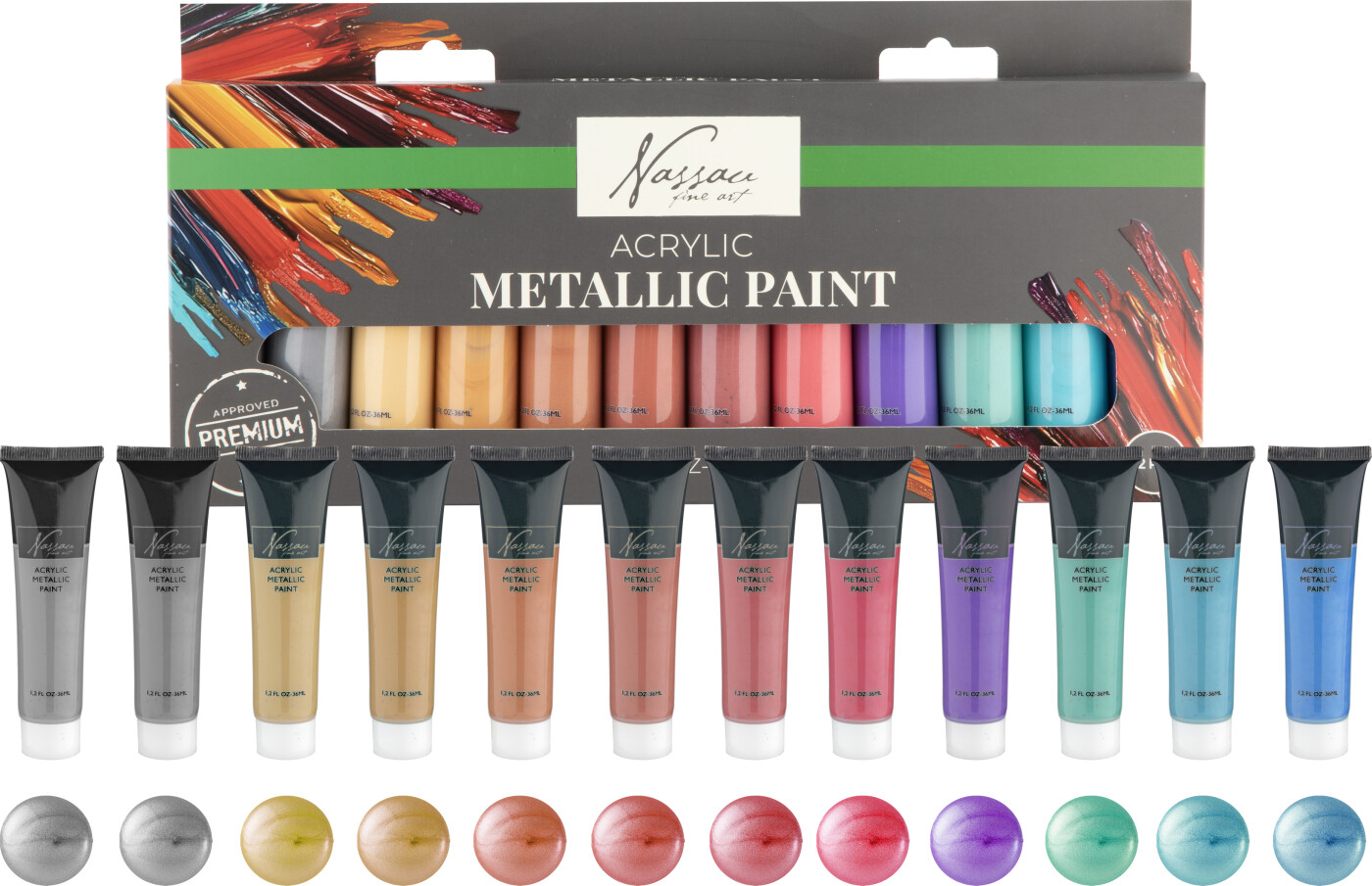 Nassau Fine Art - Acrylic Paint Set - Metallic Akrylmaling 12x36 Ml