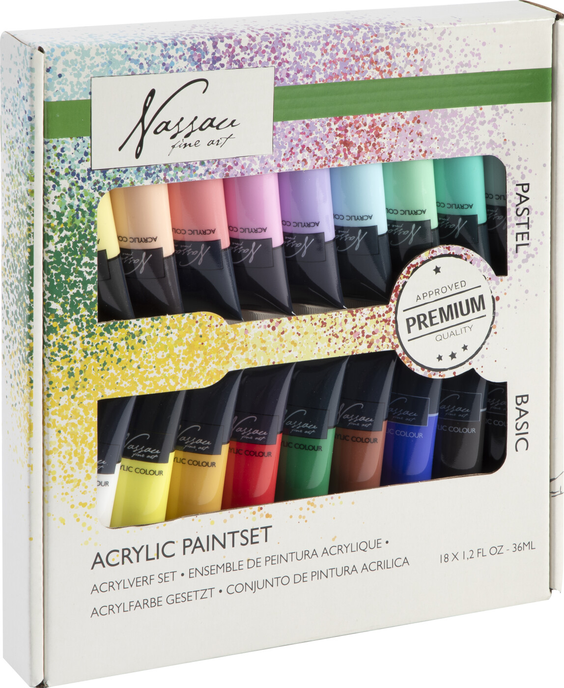 Nassau Fine Art - Acrylic Paint Set - Lys Og Pastel - 18x36 Ml