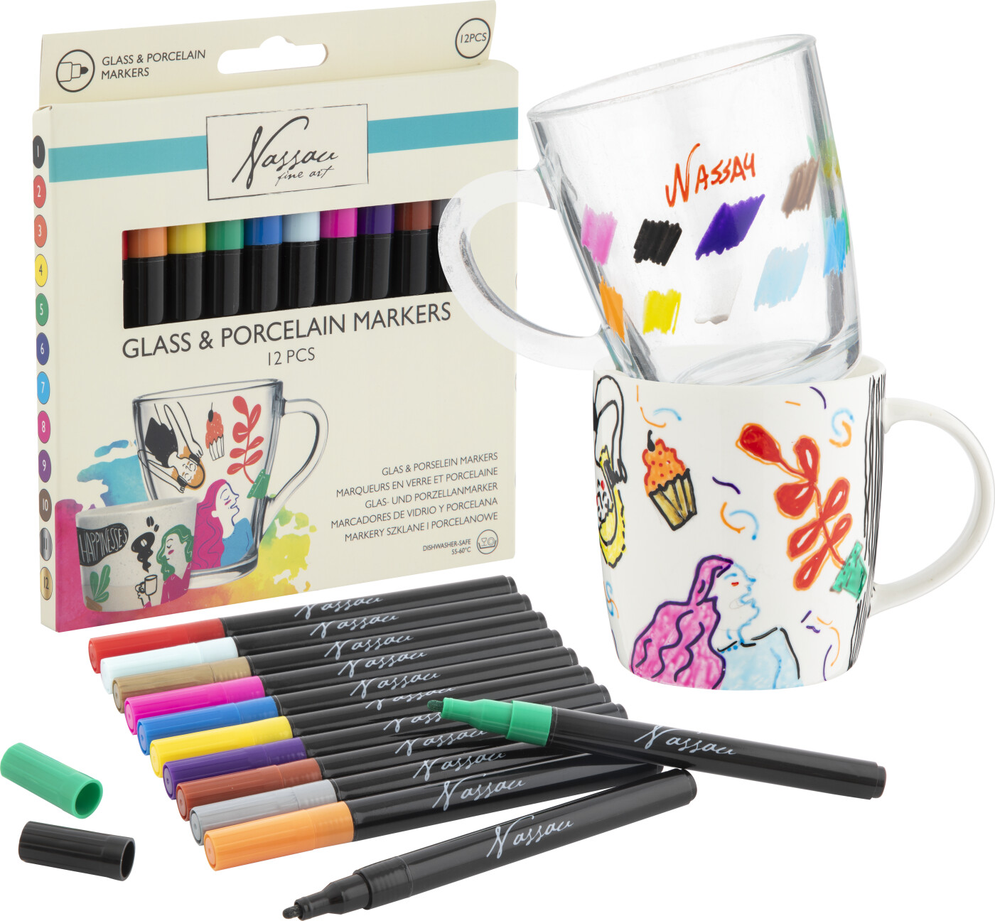 Nassau - Glass & Porcelain Markers 12pcs (ar0139)