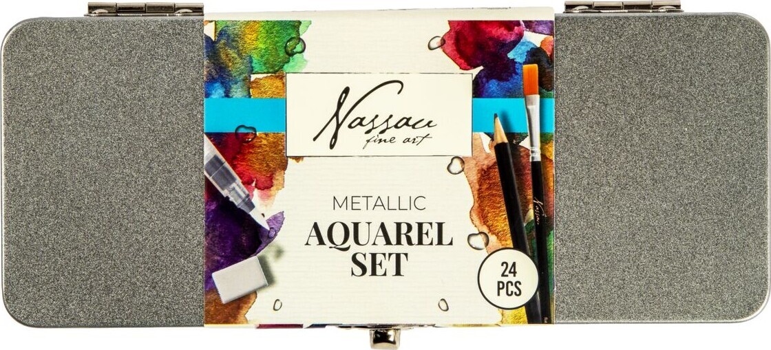 Nassau Fine Art - Metallic Aquarel Set - Akvarelsæt - 24 Dele
