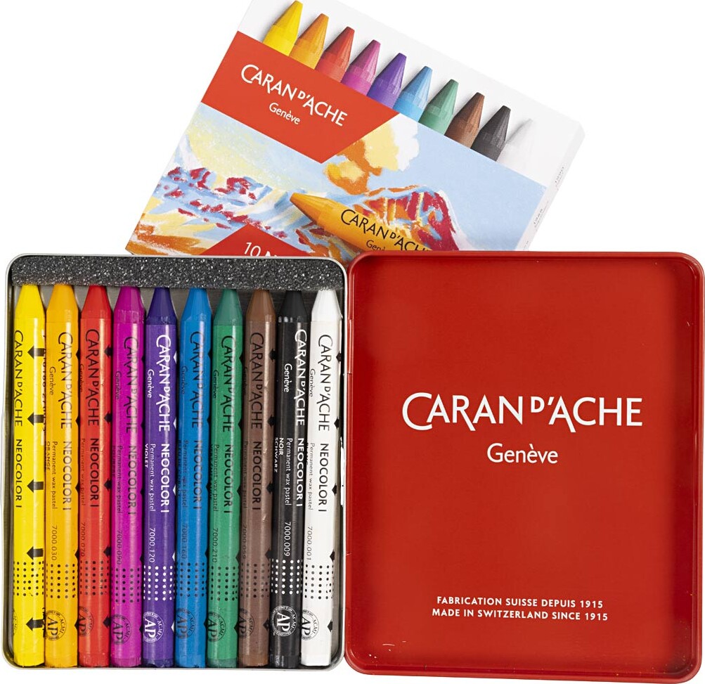 Neocolor I Vandfast Farvekridt, tykkelse 8 mm, L: 10 cm, ass. farver, 10stk.