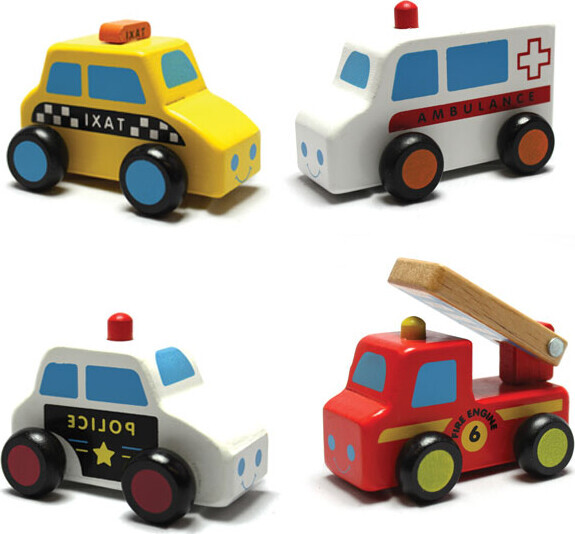 New Classic Toys Minibiler i træ - 4 stk.