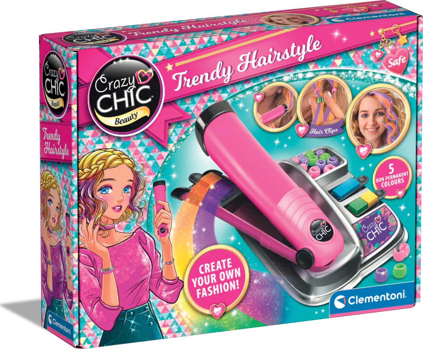 Crazy Chic - Hårkridt Glattejern - Trendy Hairstyle - Clementoni