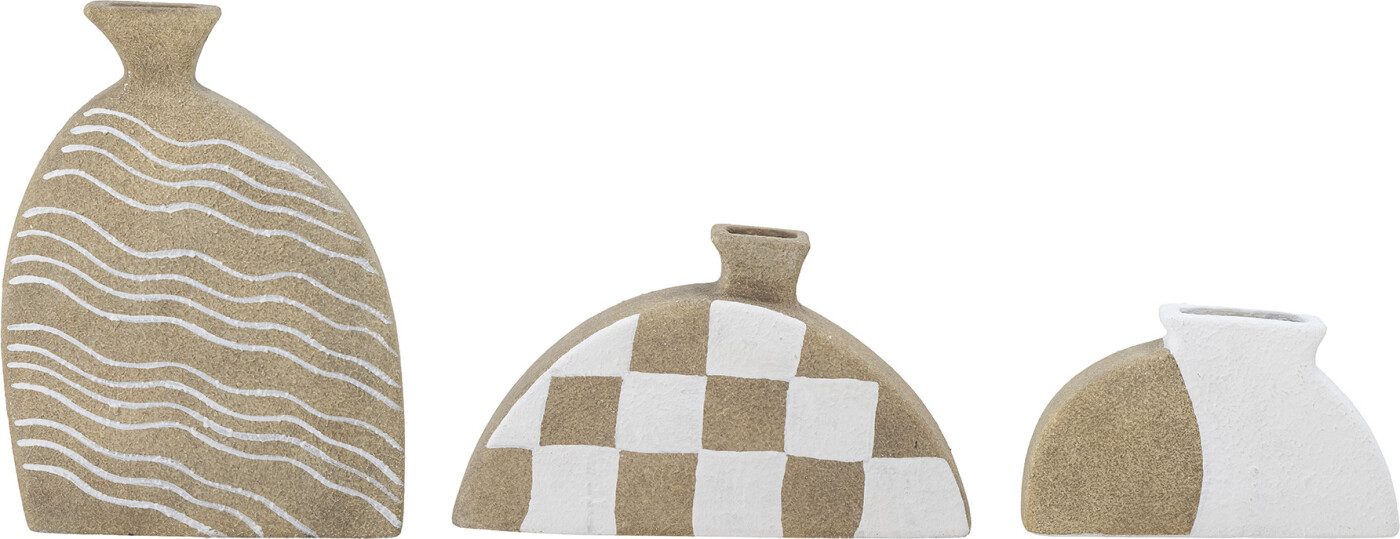 Bloomingville - Nezha Deko Vase - Natur - Terrakotta - Sæt Med 3 Stk