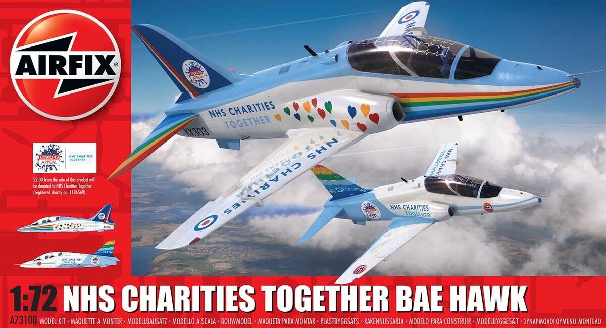 Se Airfix - Nhs Charities Together Bae Hawk Fly Byggesæt - 1:72 - A73100 hos Gucca.dk