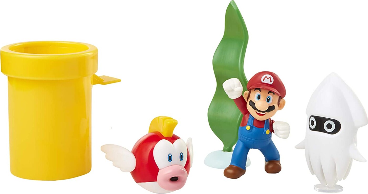 Se Super Mario Figur Sæt - Undervands Diorama Figur Sæt hos Gucca.dk