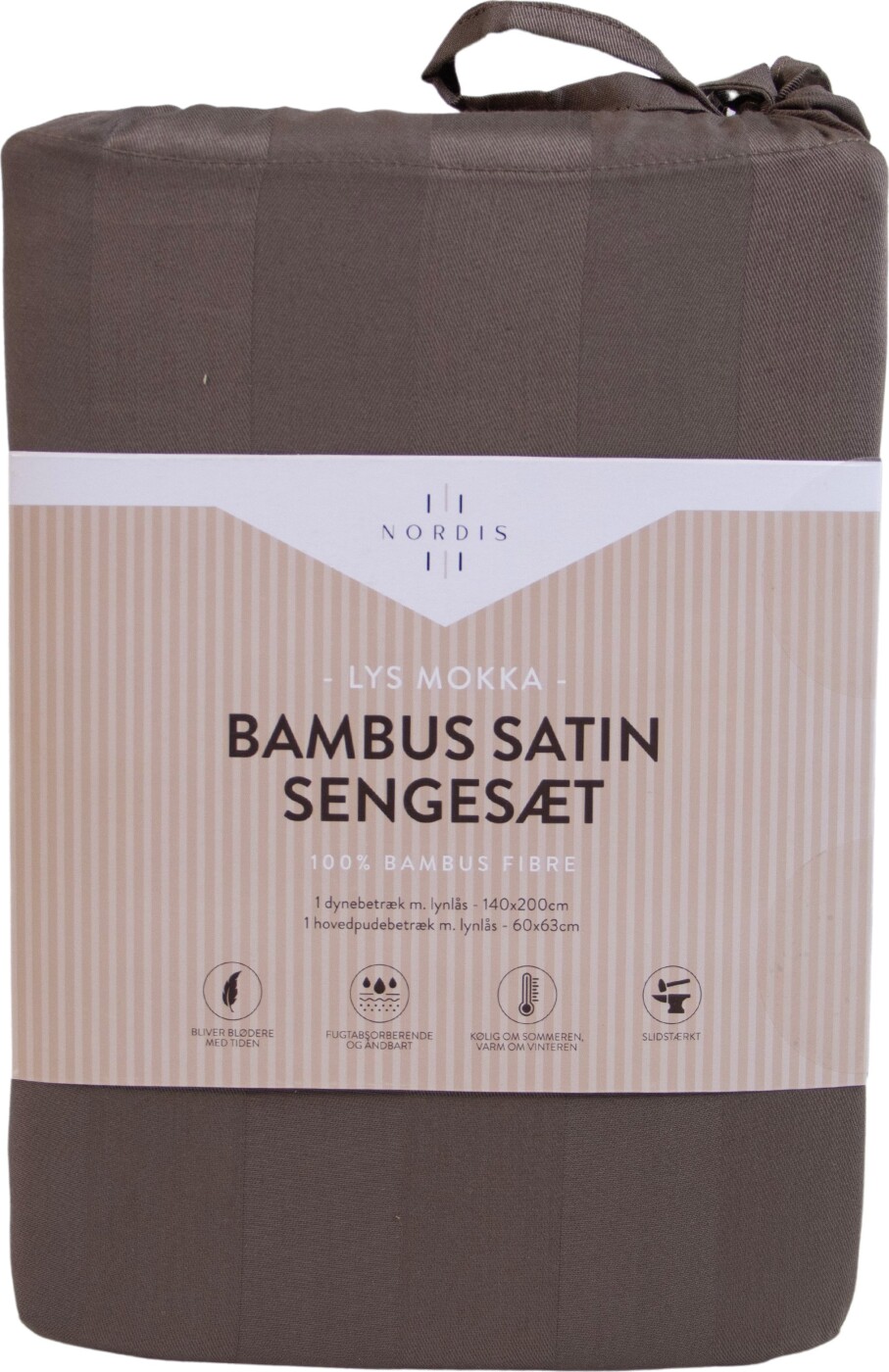 Nordisk - Noel Bambus Satin Sengetøj - Lys Mokka - 140x200 Cm, 60x63 Cm