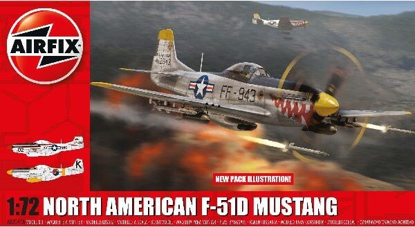 Airfix - North American F-51d Mustang Fly Byggesæt - 1:72 - A02047a