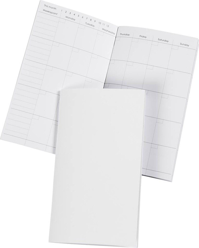 Notesbog Med Kalender - Str. 9,5x16,6 Cm - Hvid