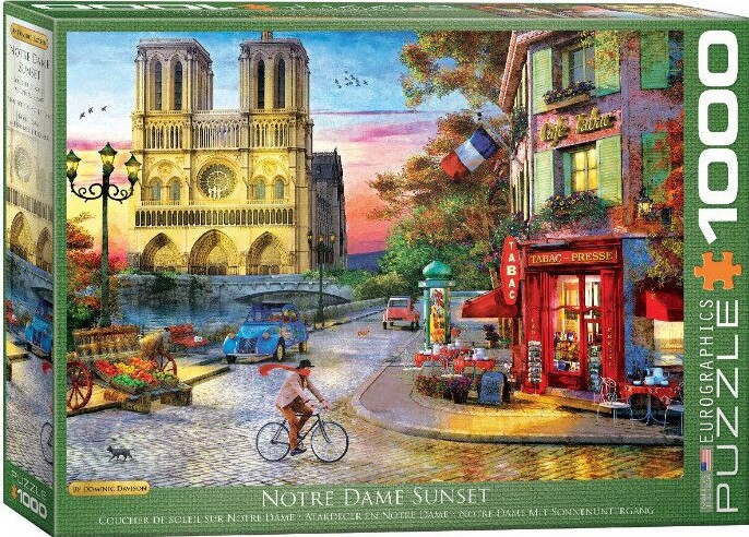 Puslespil Med 1000 Brikker - Notre Dame Solnedgang