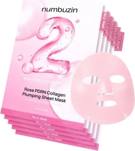 Numbuzin - No.2 Rose Pdrn Collagen Plumping Sheet Mask - 5pcs