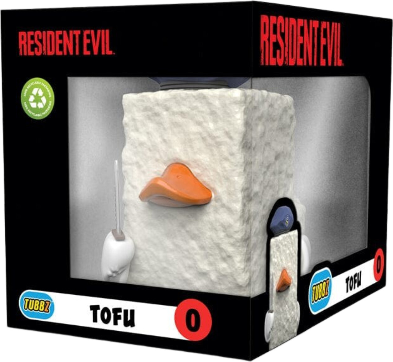 Hvid firkantet Tofu-and i Resident Evil-æske