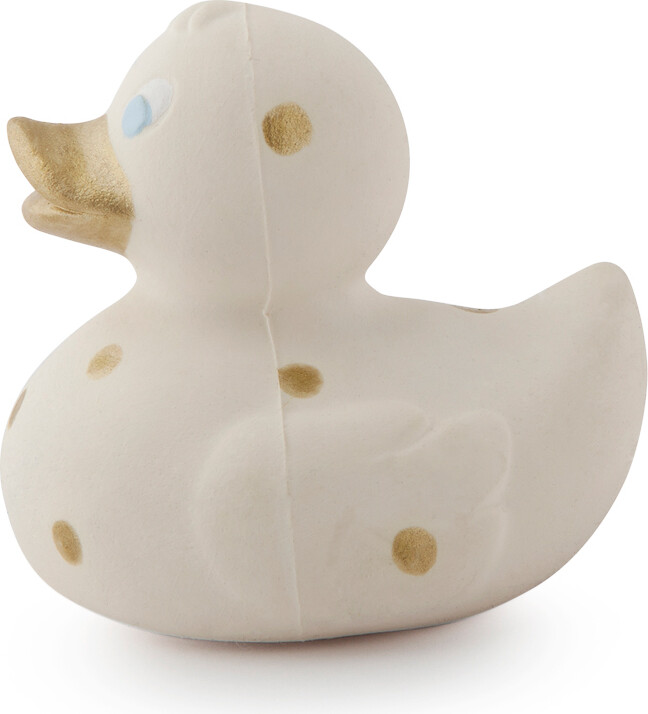 Oli & Carol - Lille Badeand - Hvid Med Guld Prikker 8 Cm