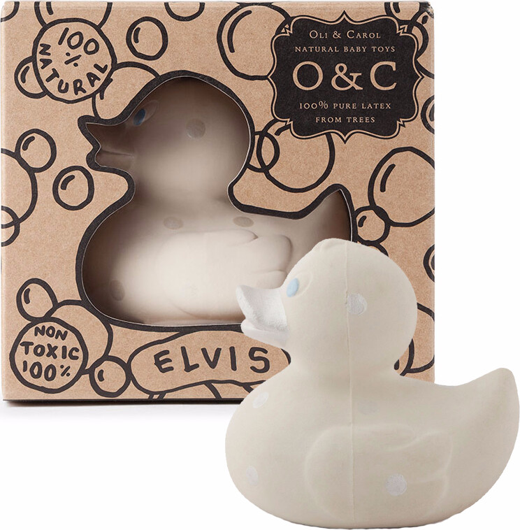 Oli & Carol - Lille Badeand - Hvid Med Sølv Prikker 8 Cm