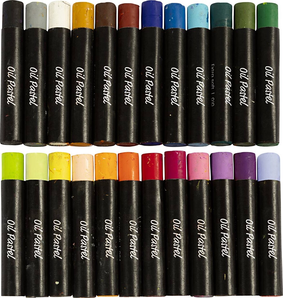 Oliepastel - L 7 Cm - Tykkelse 11 Mm - Pastelfarver - 24 Stk.
