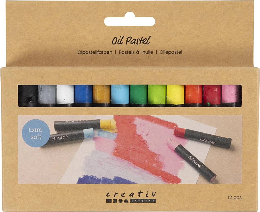 Oliepastel - L 7 Cm - Tykkelse 11 Mm - Standardfarver - 12 Stk.