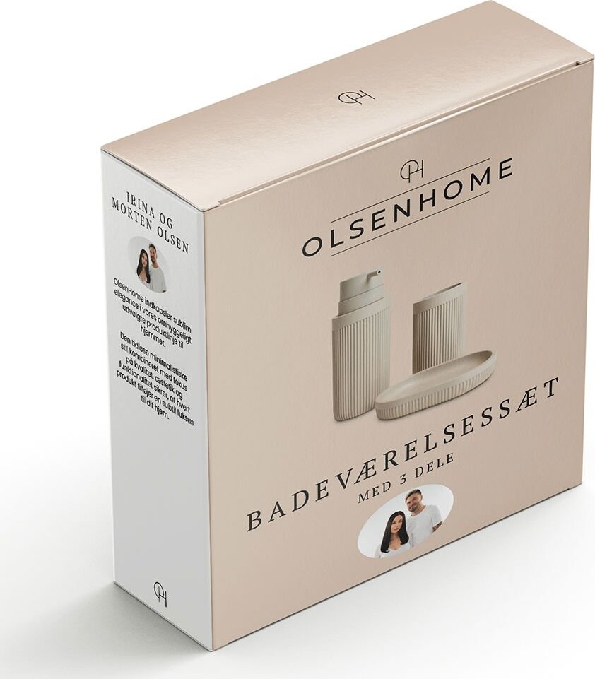 Olsen Home - Badeværelsessæt, 3 Dele - Light Warm Grey