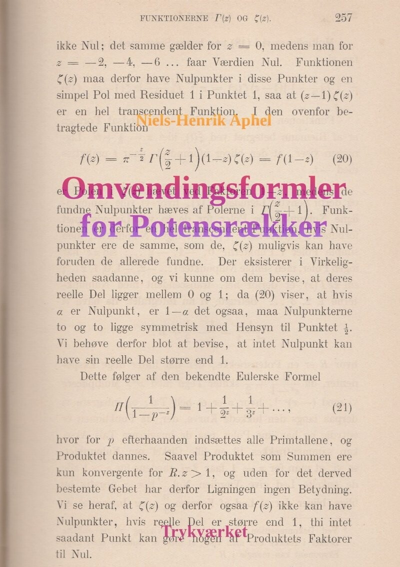 Omvendingsformler For Potensrækker - Niels-henrik Aphel - Bog