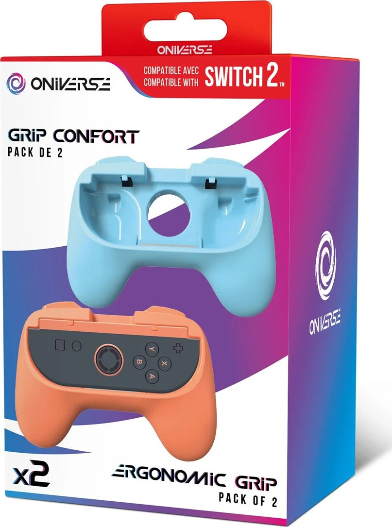 Oniverse Nsw2 Pack Of 2 Ergonomic Grips - Orange/blue