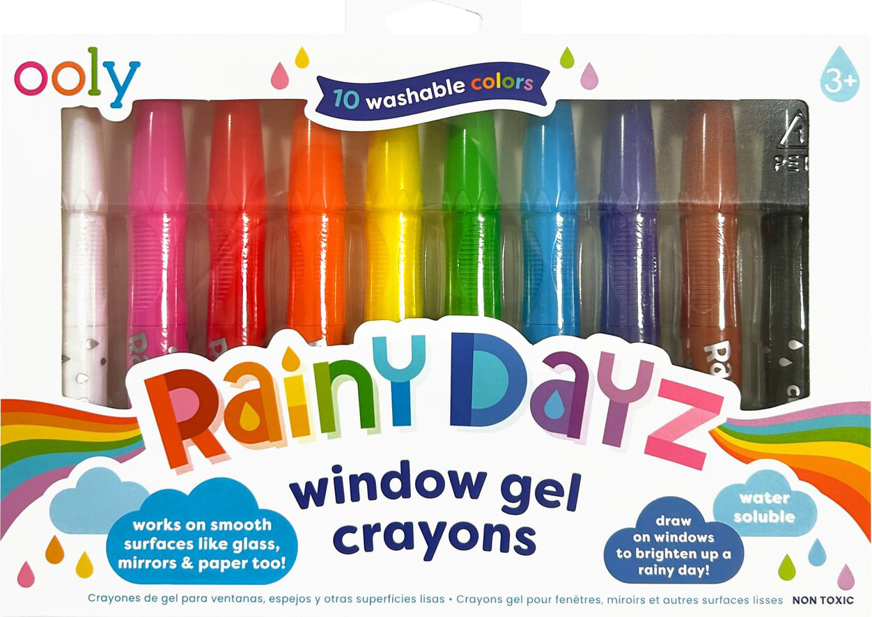 Ooly - Gel Farvekridt 10 Stk - Vinduesmaling - Rainy Dayz