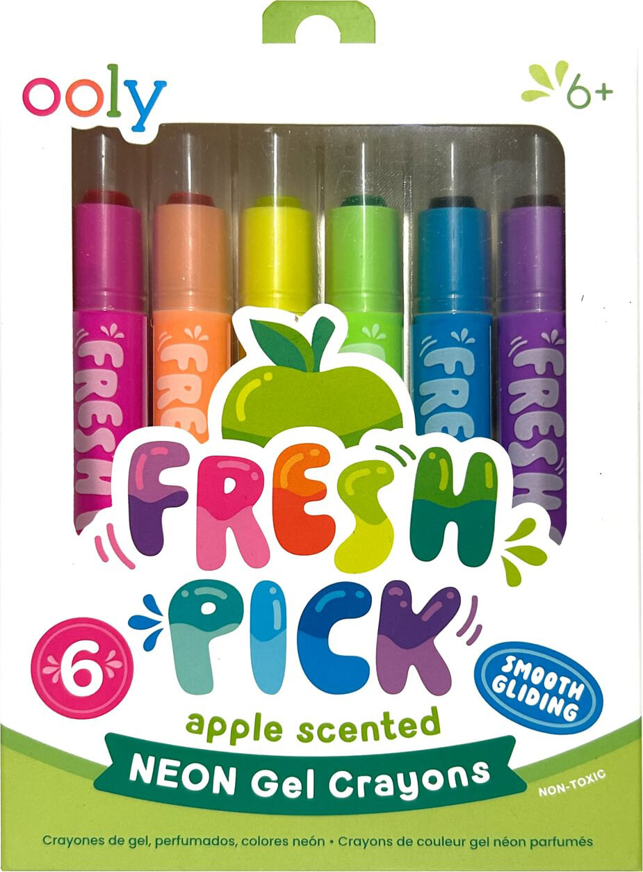 Ooly - Gel Farvekridt Med Duft 6 Stk - Fresh Pick Apple Neon