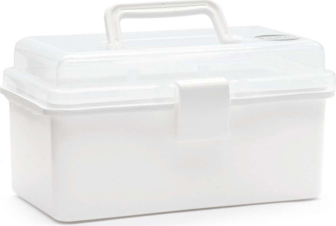 Sortimentskasse Med Indsats - Hvid Og Klar Plast - 20x10x10 Cm