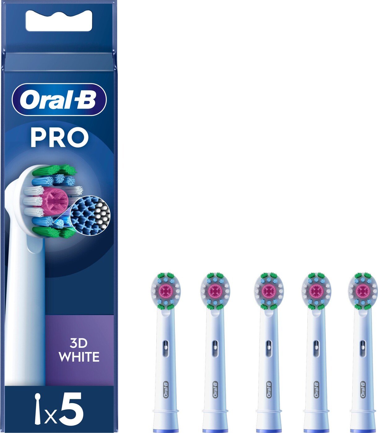 Oral B - 3d Hvid Tandbørstehoveder - White - 5 Stk