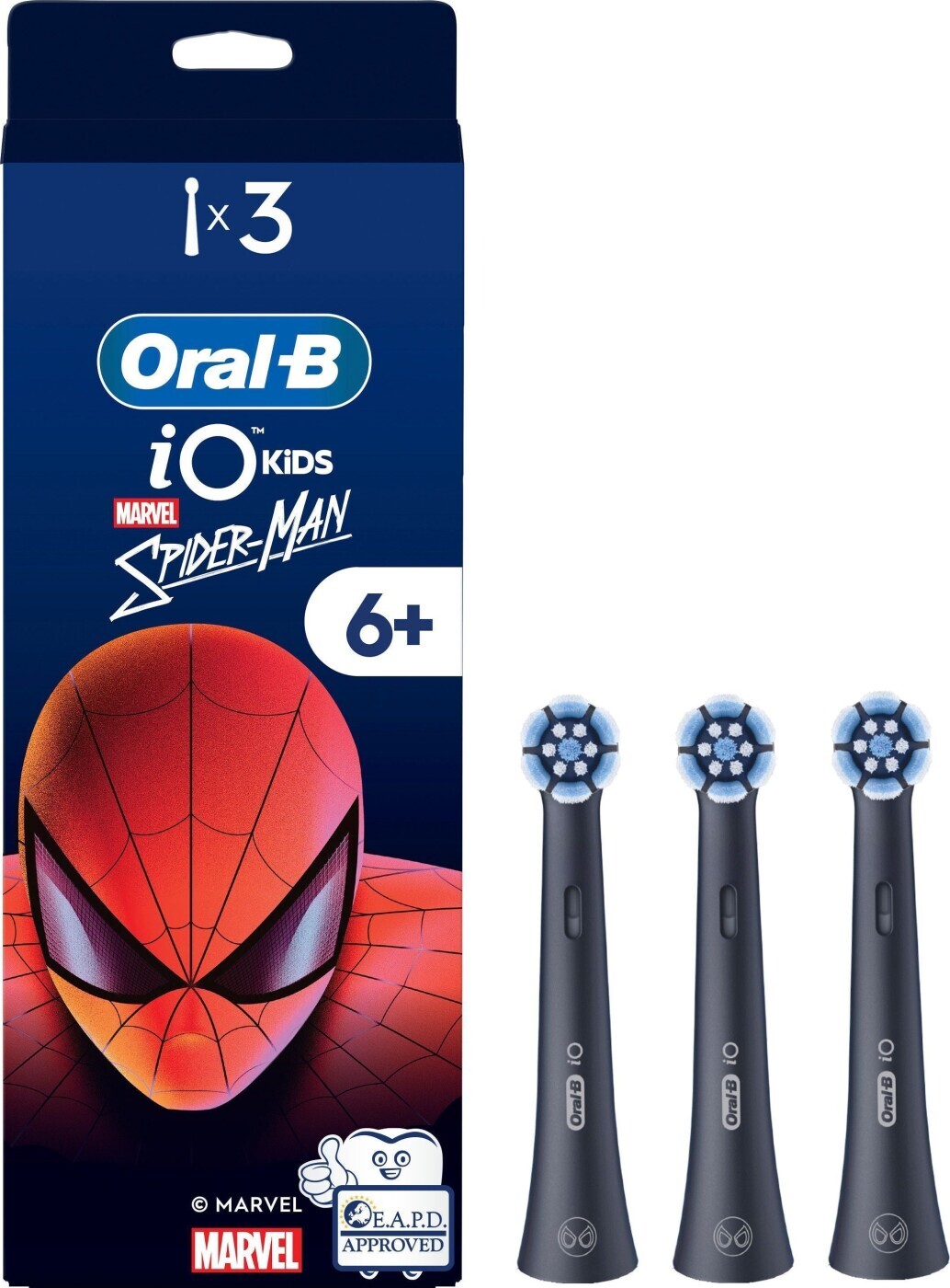 Oral B - Io Kids 6+ Marvel Spider-man Børstehoveder - Black - 3 Stk billede
