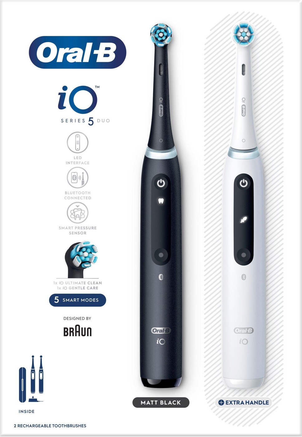 Oral-b - Io5 Duo Pakke Sort Ucb & Hvid Sc Elektriske Tandbørster