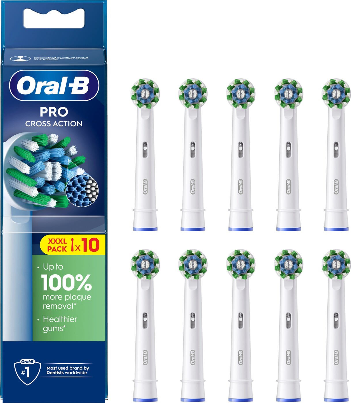 Oral B - Pro Cross Action Børstehoveder - White - 10 Stk