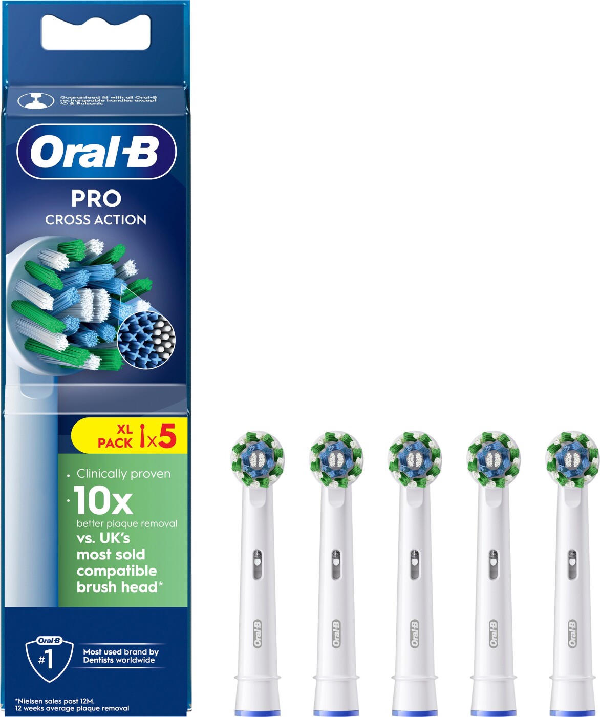 Oral B - Pro Cross Action Børstehoveder - White - 5 Stk