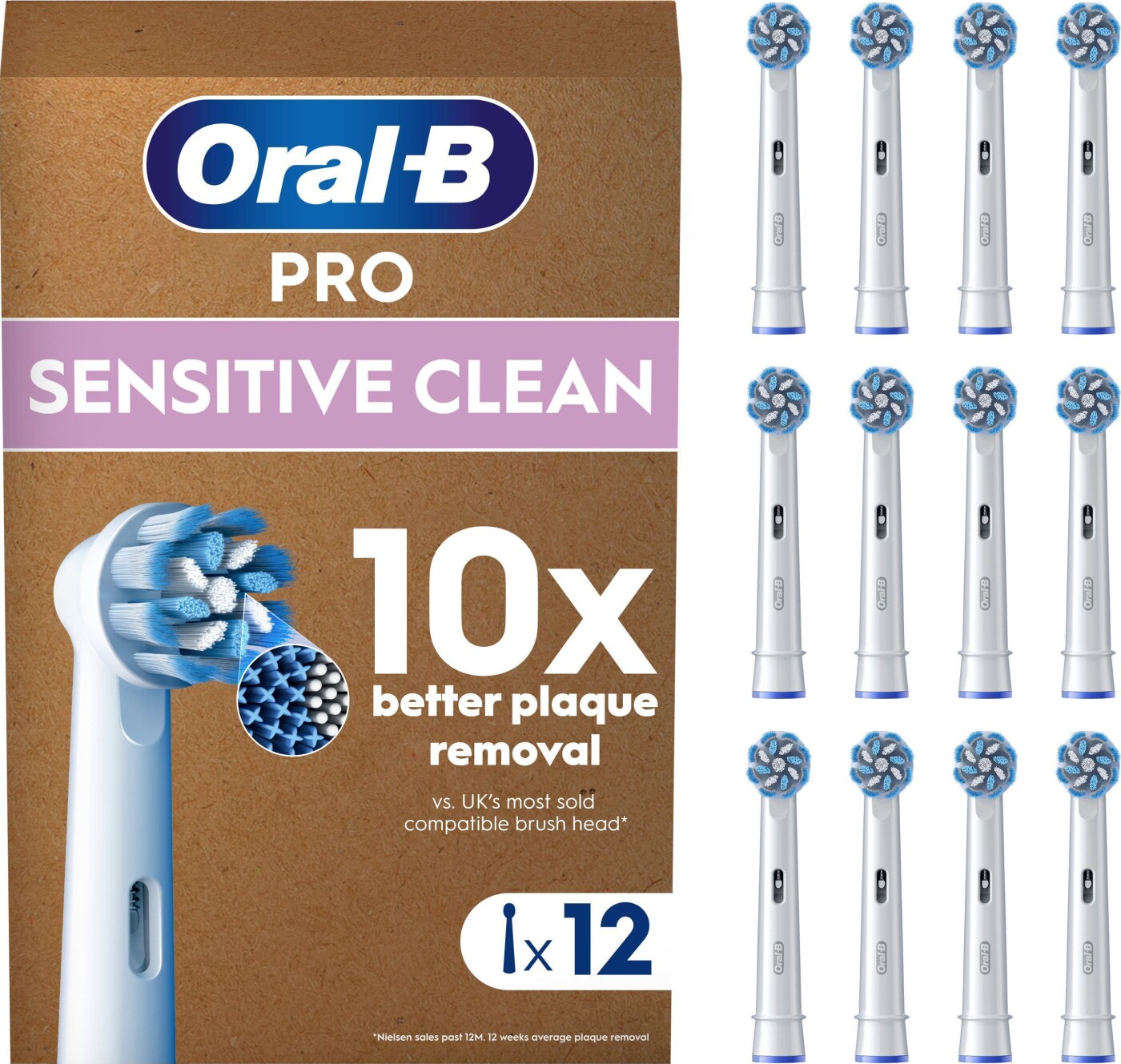 Oral B - Pro Sensitive Clean Børstehoveder - White - 12 Stk