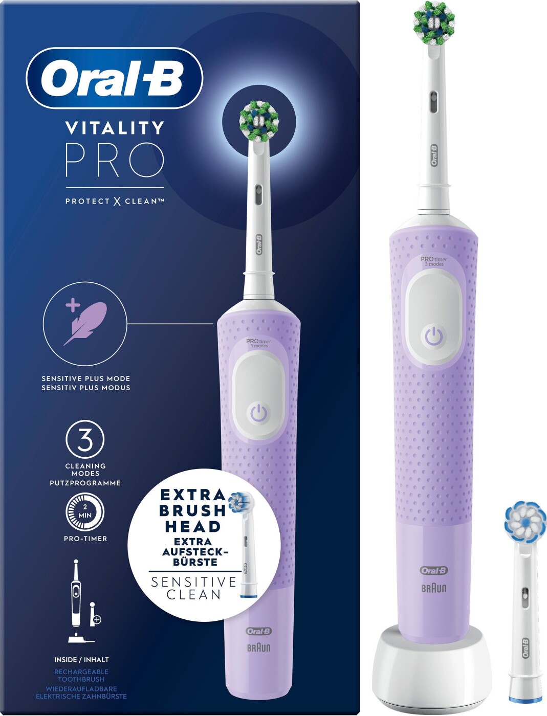 Oral-b - Vitality Pro Ca Hbox Lilla Elektrisk Tandbørste + Ekstra Refill