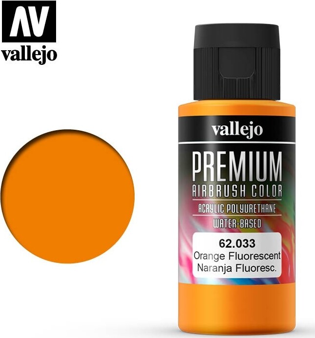Vallejo - Premium Airbrush Maling - Orange Fluorescent 60 Ml