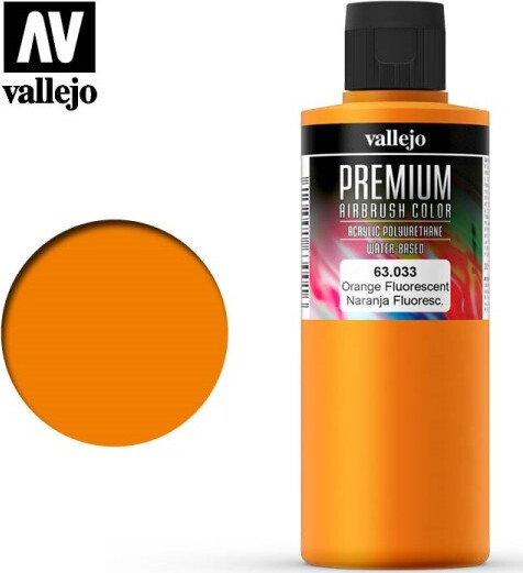 Vallejo - Premium Airbrush Maling - Orange Fluorescent 200 Ml