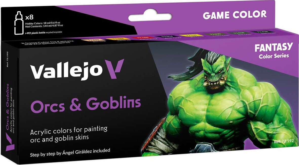 Vallejo - Game Color Maling Sæt - Orcs & Goblins - Fantasy - 8x18 Ml