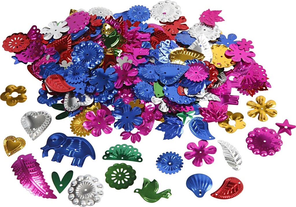 Pailletter - Pet - Str. 15-45 Mm - Stærke Farver - 400 G