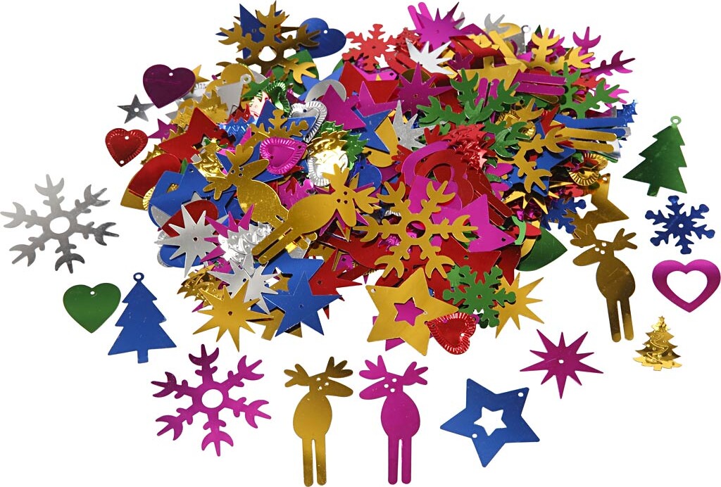 Pailletter - Pet - Str. 8-50 Mm - Stærke Farver - 400 G