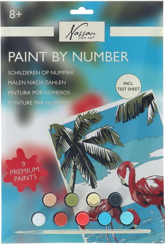 Nassau Fine Art - Paint By Numbers Kit - Ark Og 9 Farver - Flamingo