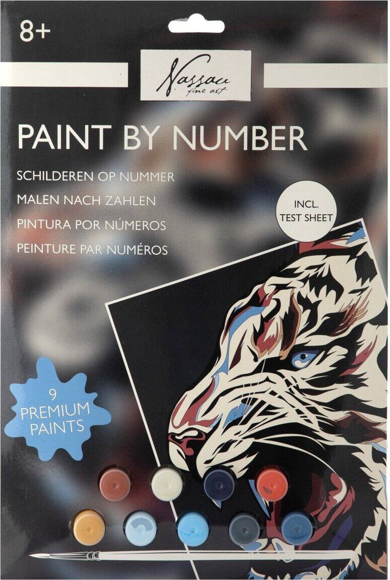 Nassau Fine Art - Paint By Numbers Kit - Ark Og 9 Farver - Tiger