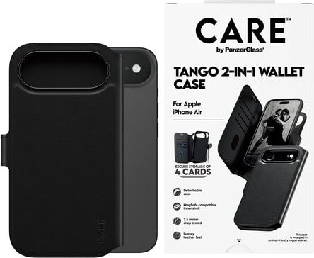 PanzerGlass CARE by Feature Case Tango Two-in-One Wallet w. MagSafe iPhone 17 Air Beskyttelsescover Sort
