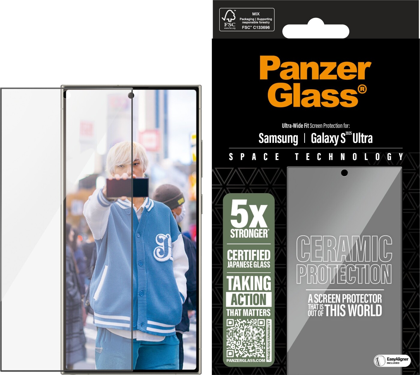 PanzerGlass Ceramic Screen Protector Samsung Galaxy S25 Ultra | Ultra-Wide Fit