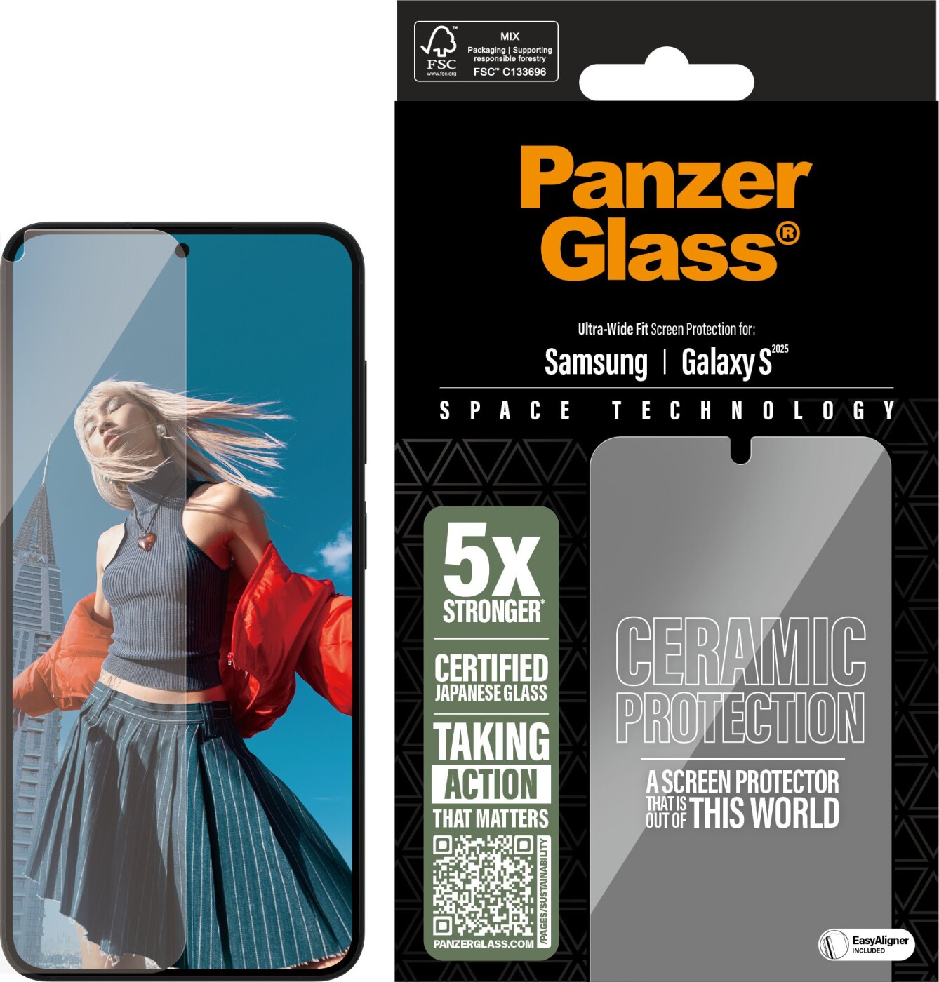 PanzerGlass Ceramic Screen Protector Samsung Galaxy S25 | Ultra-Wide Fit